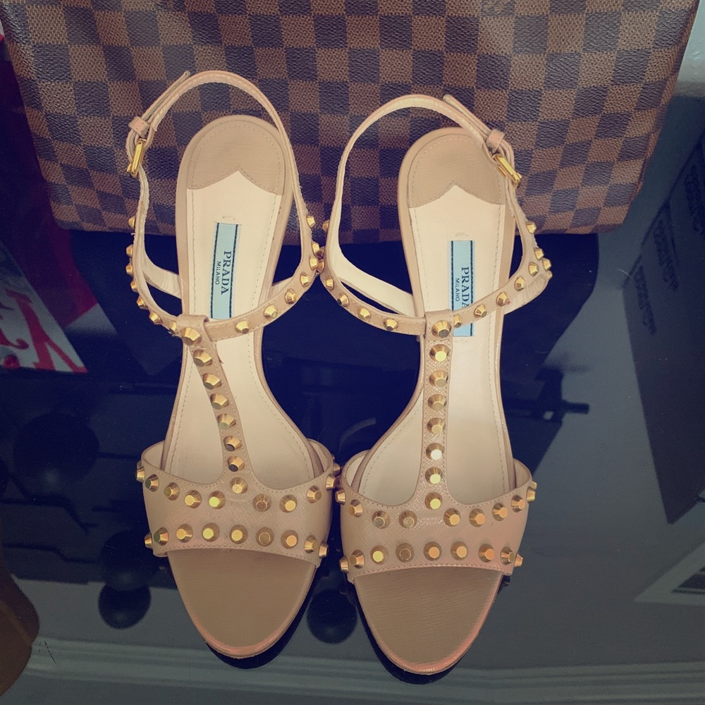 Prada Tan Patent Leather Heels